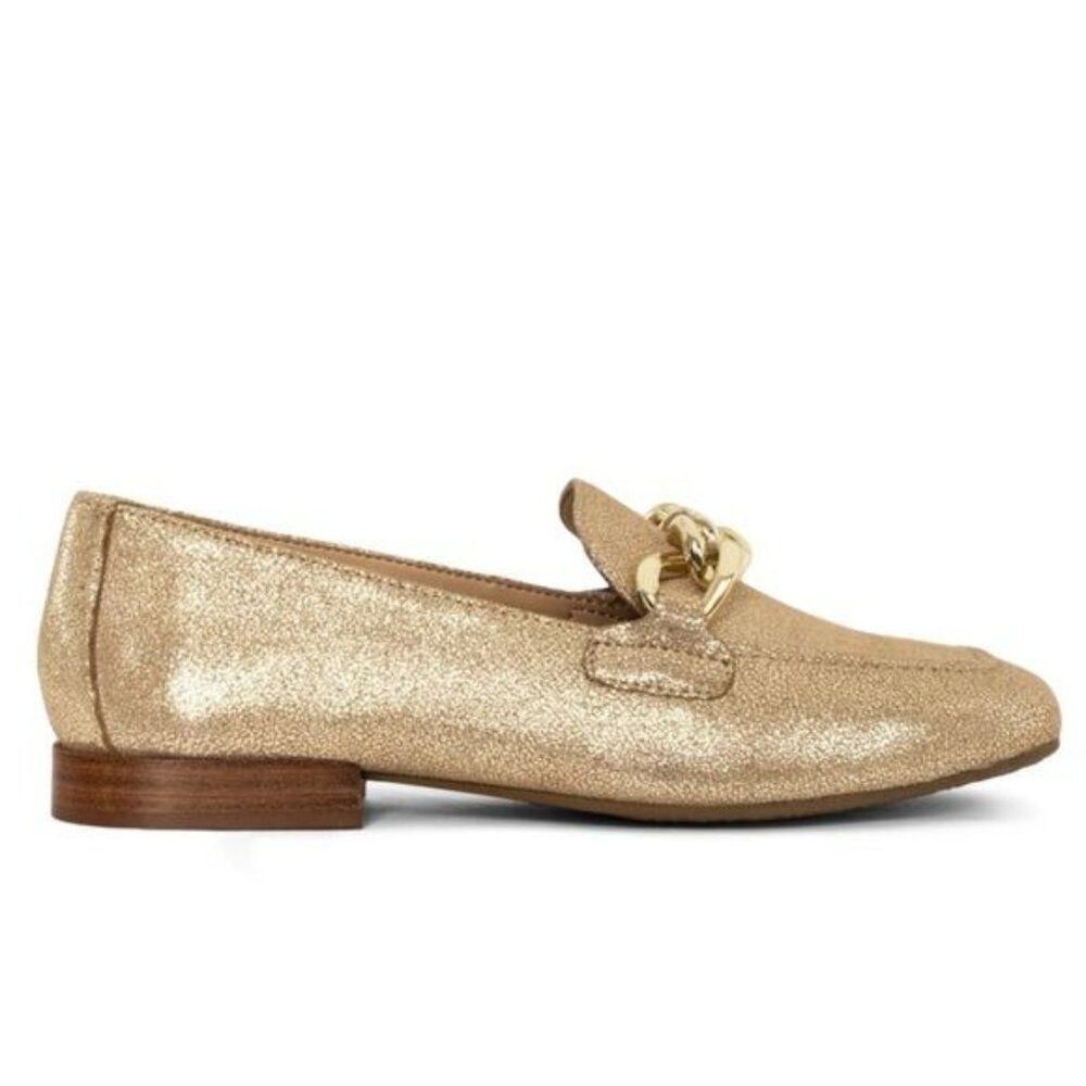 Donald Pliner Bethany Leather Loafer, In Pale Gold Size 6.5 - Picture 2 of 12